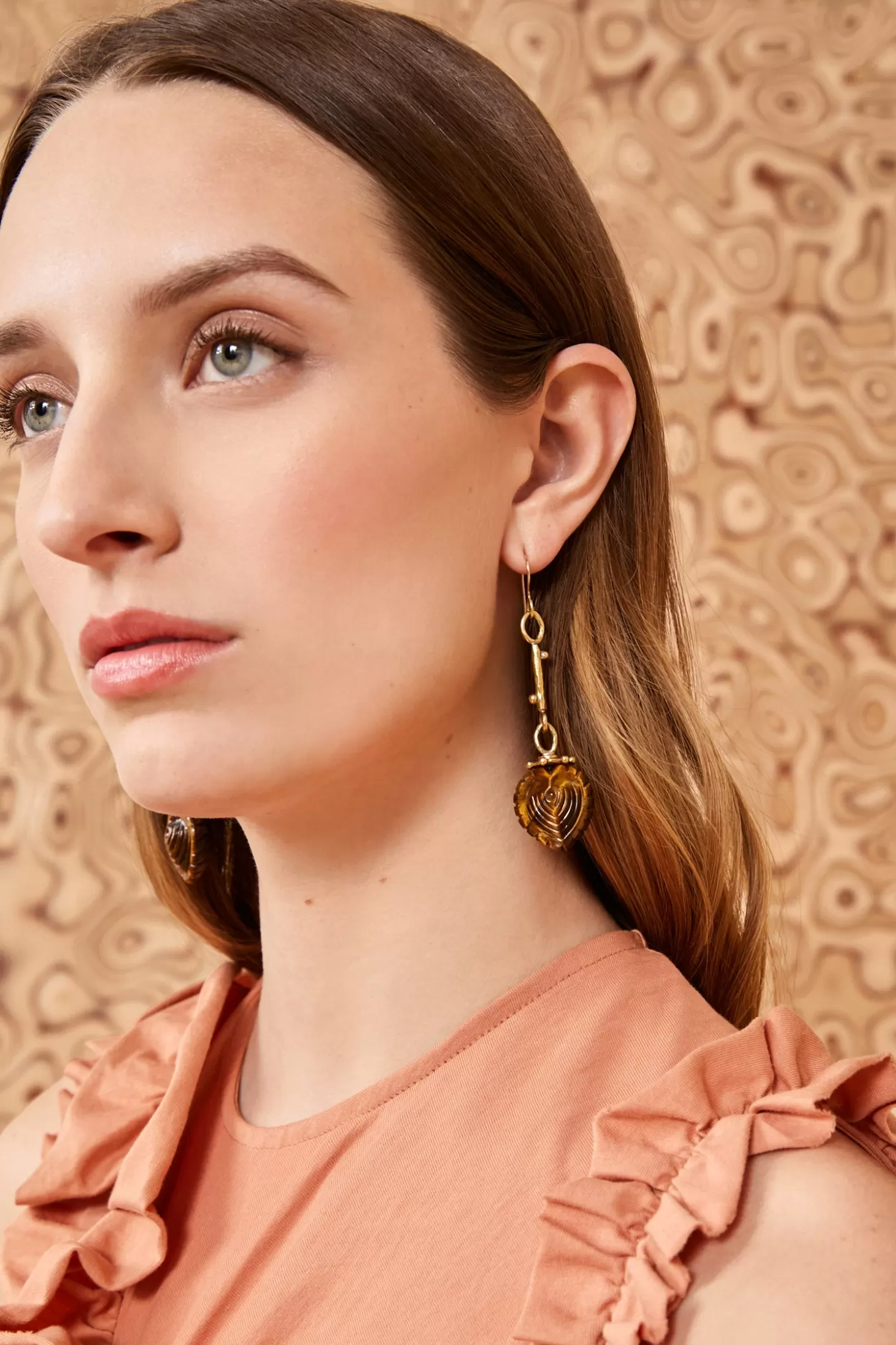 carved_heart_earrings_2-1.webp Flash Sale Ulla Johnson Carved Heart Earrings Tiger's Eye